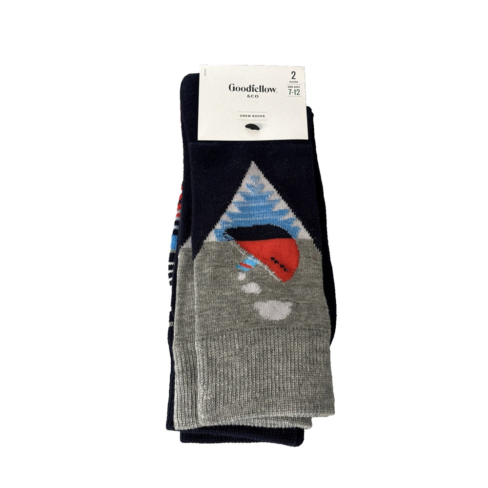 Goodfellow & Co Mens Crew Socks 2 Pairs Shoe Multicolor Polyester Blend, Sz 7-12